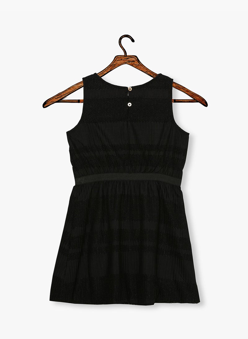 NAME IT - Plisse Spencer A-Line Dress Black - Image 1