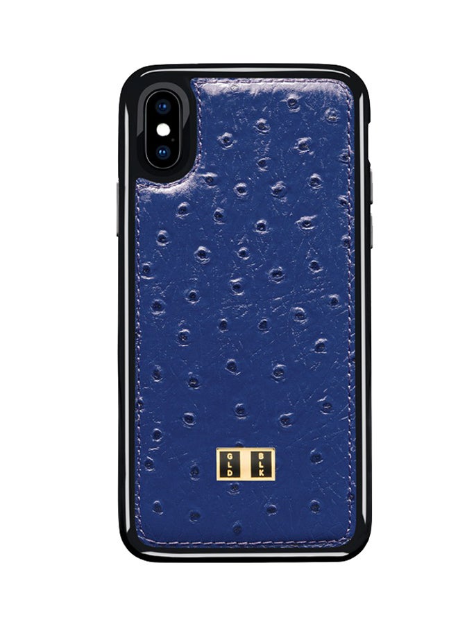 GOLD BLACK Protective Case Cover For Apple iPhone X Ostrich Royal Blue  - Image 1