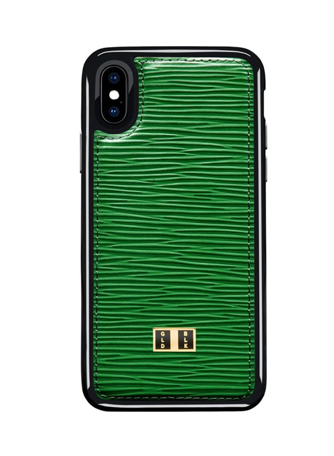 GOLD BLACK - Leather Protective Case Cover For Apple iPhone X Unico Green - Image 1