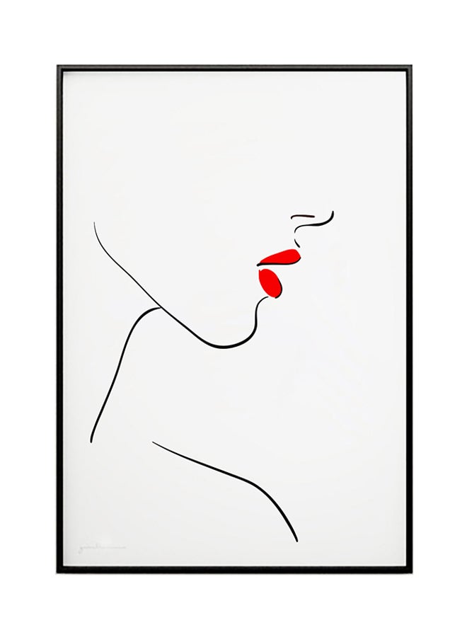 لوحة ديكور للحائط مع الإطار أسود / أبيض / أحمر 32 x 22سم