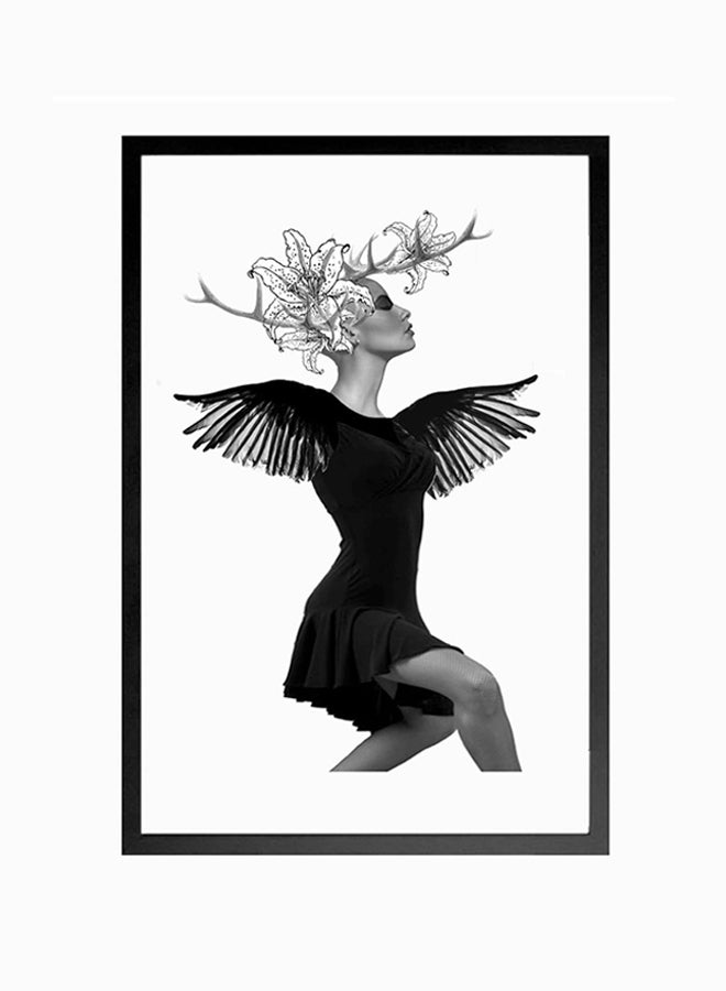 LOWHA Wall Art Painting With Frame Black/White 32x22centimeter