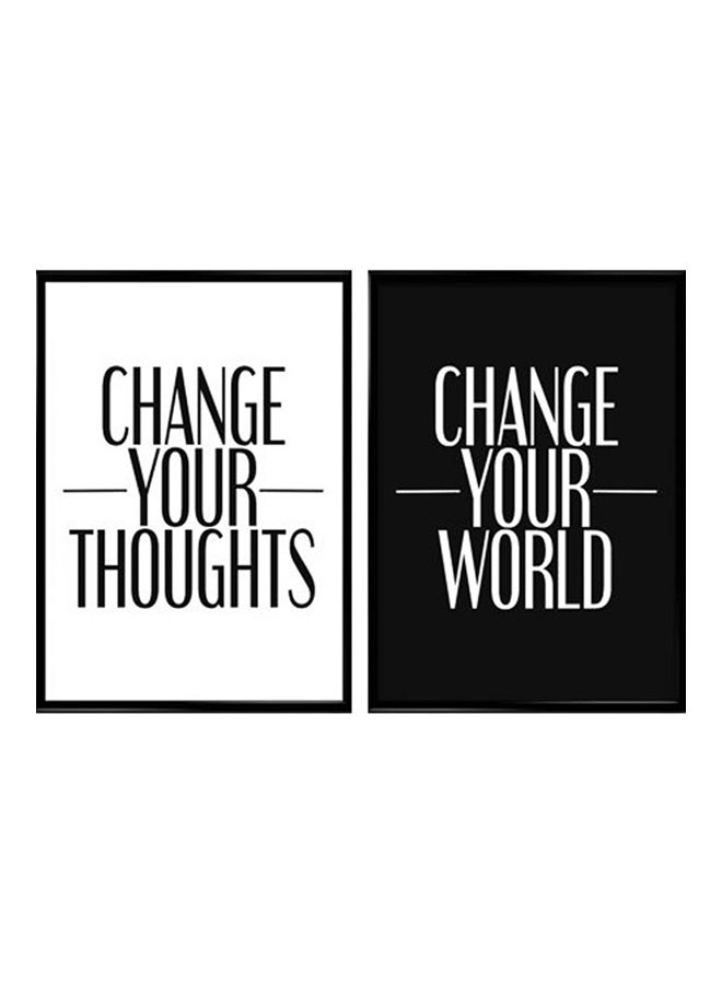 Change Your Thoughts Quote Modern Wall Art White/Black 32 x 22centimeter
