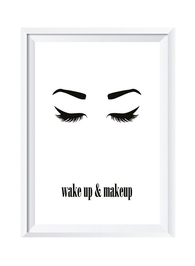 لوحة ديكور للحائط استيقظي وضعي مستحضرات التجميل مع الإطار أبيض/ أسود 32x22سم