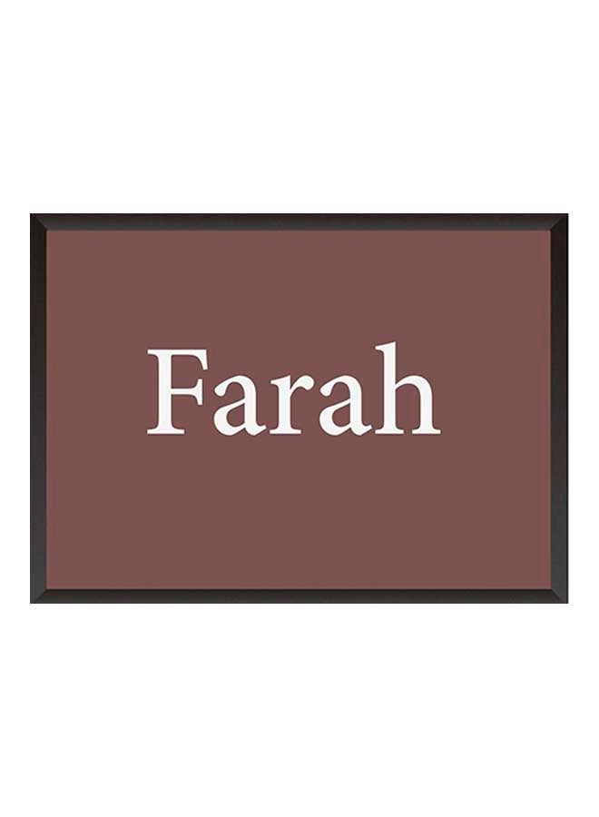 لوحة ديكور للحائط لاسم فرح مع الإطار بني 32x22سم