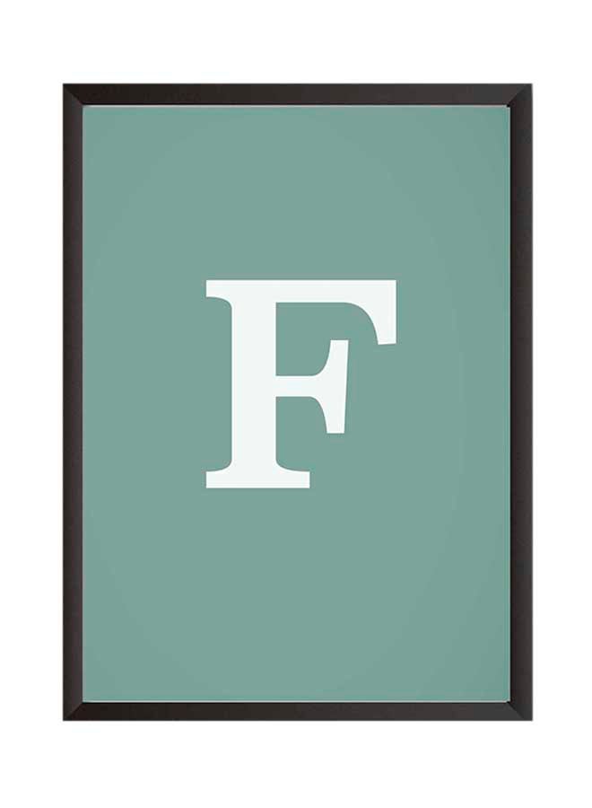 F Letter Wall Art Painting With Frame Green 32x22cm