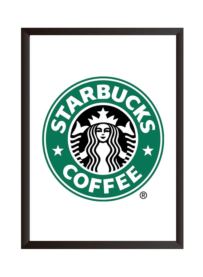 Starbucks Wall Art Painting With Frame White/Green 32x22centimeter