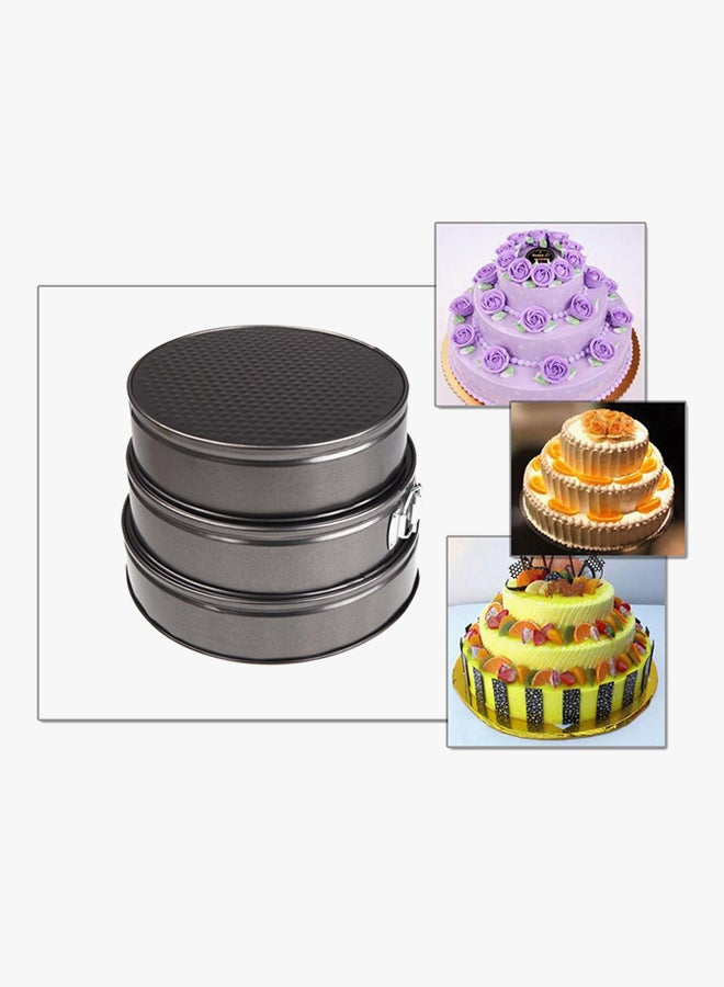 طقم أدوات خبز الكيك مكون من 3 قطع مصمم بشكل دائري أسود - Image 4