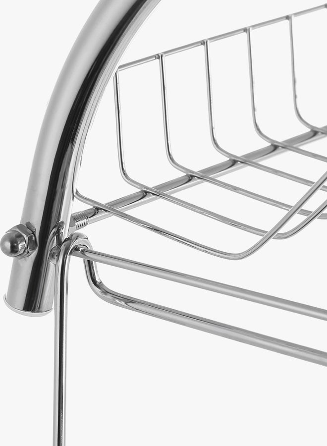 طبقتان من رفوف الأطباق مع لوح تجفيف فضي - Image 3