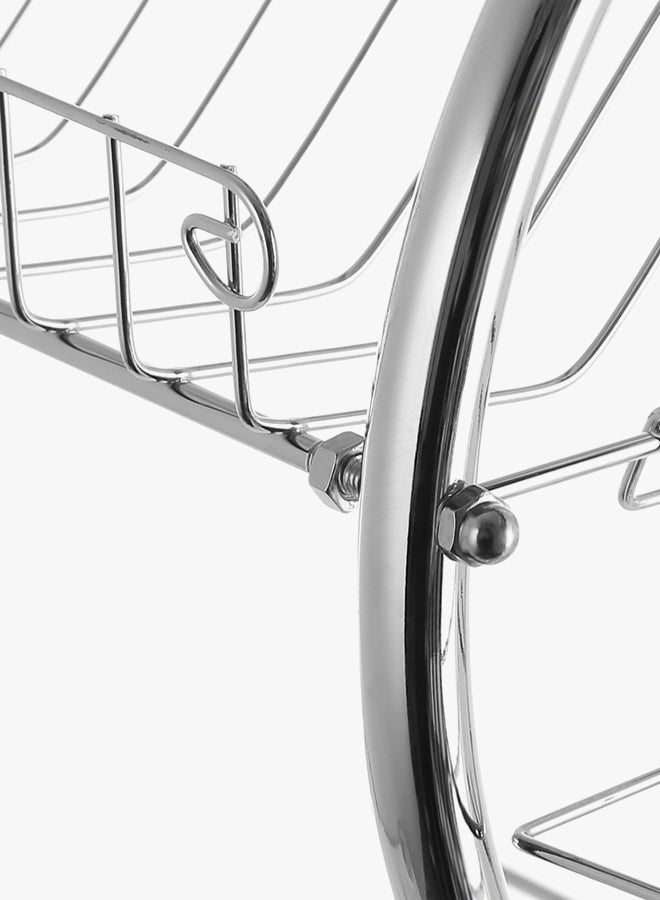 طبقتان من رفوف الأطباق مع لوح تجفيف فضي - Image 4