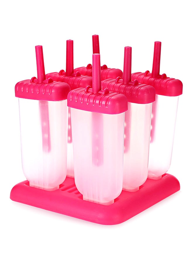6-Piece Mini Pops Ice Cream Mould Set Rose Red/Clear - Image 1