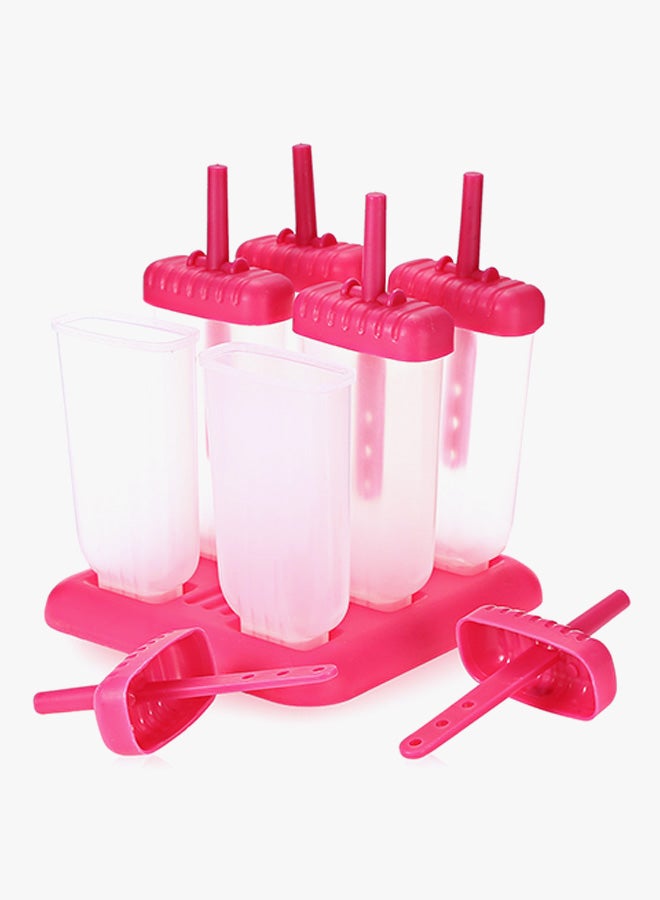 6-Piece Mini Pops Ice Cream Mould Set Rose Red/Clear - Image 2