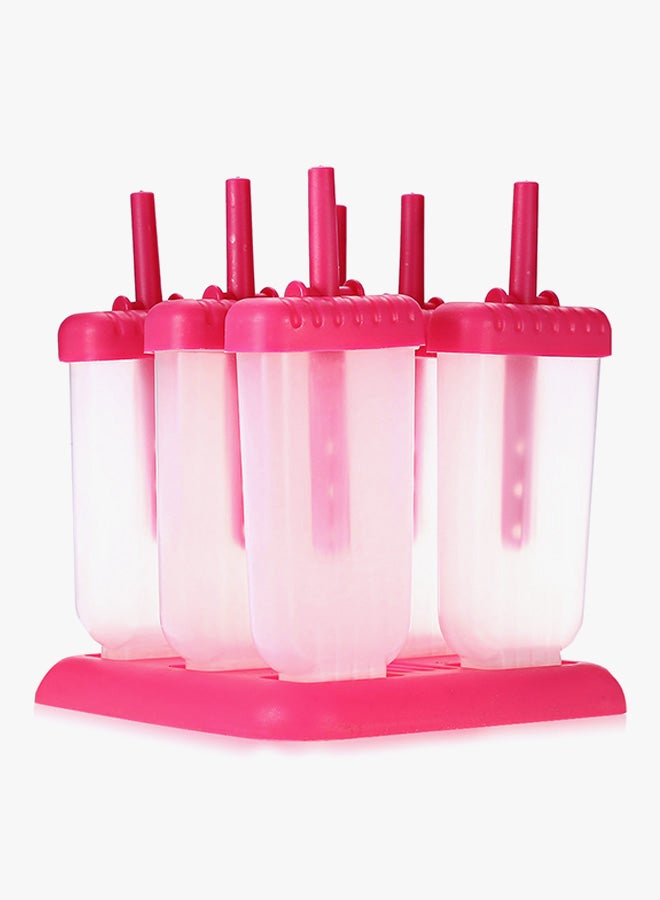 6-Piece Mini Pops Ice Cream Mould Set Rose Red/Clear - Image 5