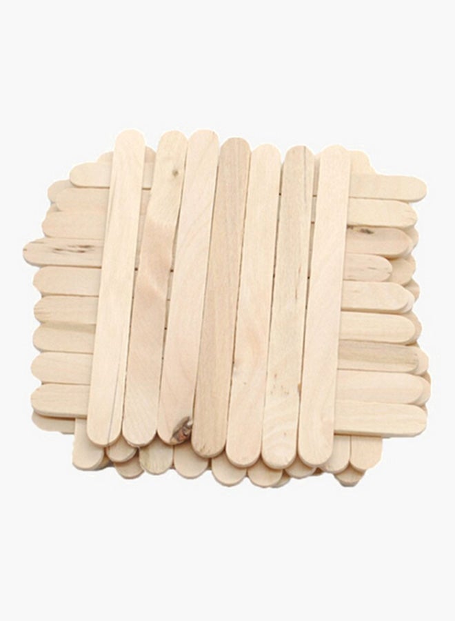 50-Piece DIY Handmade Ice Cream Sticks Wood Color