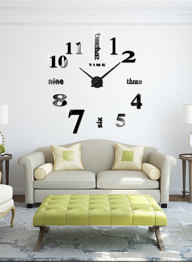 Generic DIY Large 3D Mirror Effect Sticker Digital Wall Clock Black  - Image 2