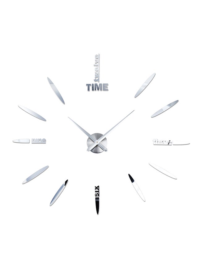 DIY 3D Mirror Surface Wall Clock Sticker Silver - Image 1