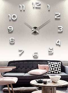 Timelike DIY 3D Acrylic Frameless Figure Decal Wall Clock Silver  - Image 1
