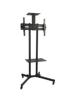 Cyber TV Stand Wall Brackets with Wheels,Rolling TV Cart for 32-70 Inch LCD LED OLED Flat Panel Plasma Screens, Mobile Floor TV Stand with Height Adjustable Shelf, Holds up to 132 lbs Black 