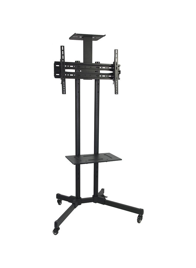 Cyber TV Stand Wall Brackets with Wheels,Rolling TV Cart for 32-70 Inch LCD LED OLED Flat Panel Plasma Screens, Mobile Floor TV Stand with Height Adjustable Shelf, Holds up to 132 lbs Black 