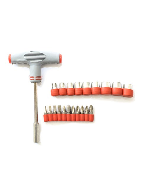 22-Piece T-Bar With Sockets And Bits Set Red/Grey/Silver