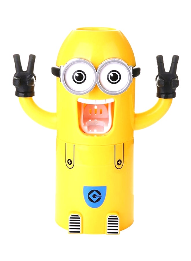 Minions Design Toothbrush Holder With Automatic Toothpaste Dispenser And Brush Cup Yellow 19x8x6.2cm - Image 1