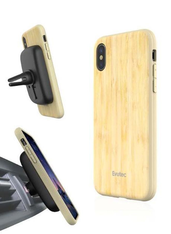 EVUTEC Ultra Slim Back Case Cover For Apple iPhone X With AFIX+ Magnetic Mount Bamboo - Image 2