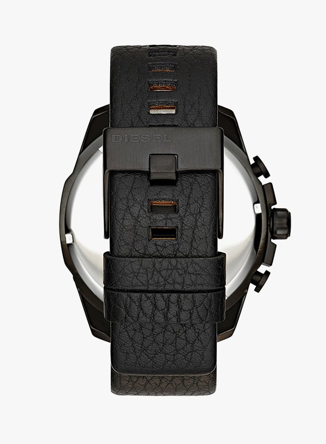 DIESEL Men's Round Shape Leather Band Chronograph Wrist Watch 51 mm - Black - DZ4323  - Image 2