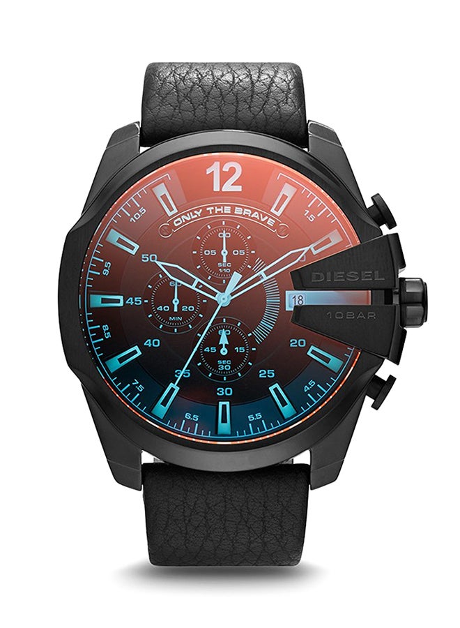 DIESEL Men's Round Shape Leather Band Chronograph Wrist Watch 51 mm - Black - DZ4323  - Image 1