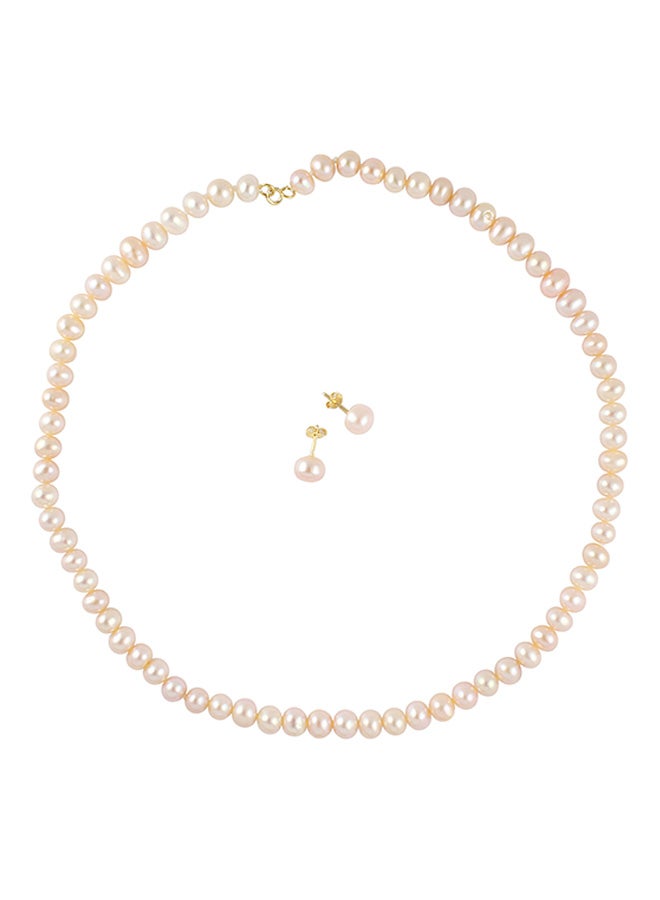 Vera Perla - 3-Piece 18 Karat Gold Pearl Classic Strung Jewellery Set - Image 1