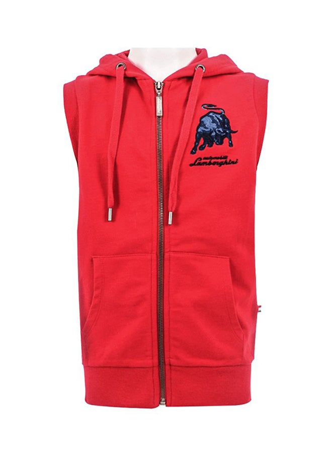LAMBORGHINI Sleeveless Zipper Hoodie Red  - Image 1