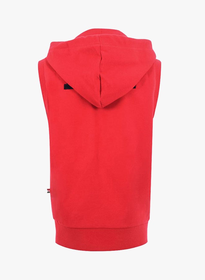 LAMBORGHINI Sleeveless Zipper Hoodie Red  - Image 2