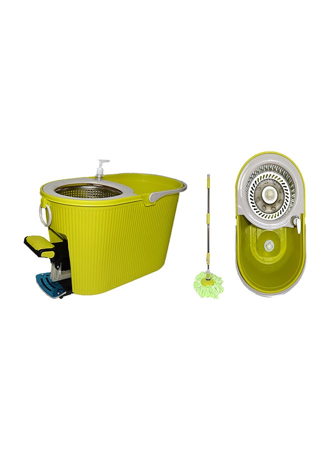 Home Concept - 360 Degree Rotating Mop Stick With Bucket Green 50x30x28cm - Image 1