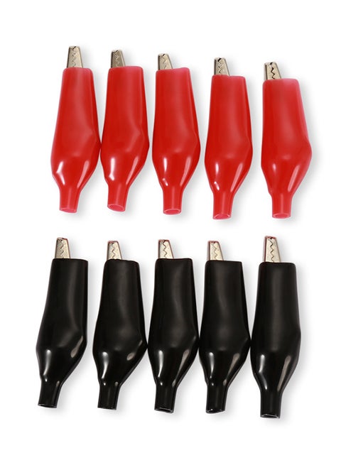 10-Piece Alligator Clips Crocodile Electrical Clamp For Testing Red/Black