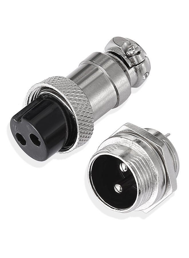 2-Pin Durable Male To Female Aviation Connector Socket Silver/Black - Image 3