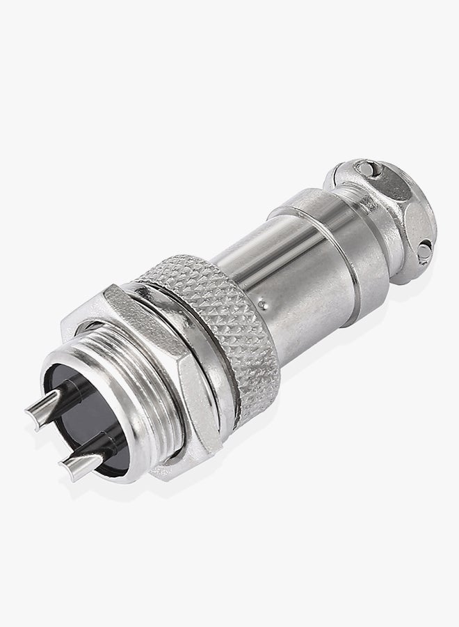 2-Pin Durable Male To Female Aviation Connector Socket Silver/Black - Image 2