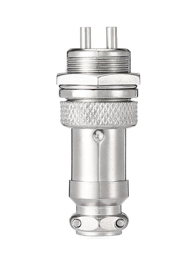 2-Pin Durable Male To Female Aviation Connector Socket Silver/Black - Image 1