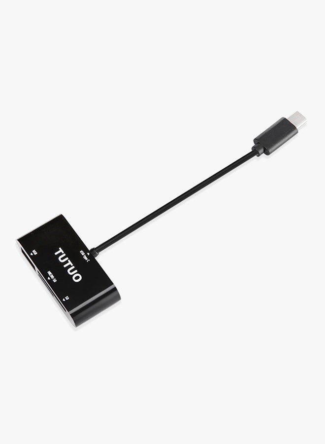 TUTUO V20 3-In-1 Card Reader with USB/TF/SD Interface Black
