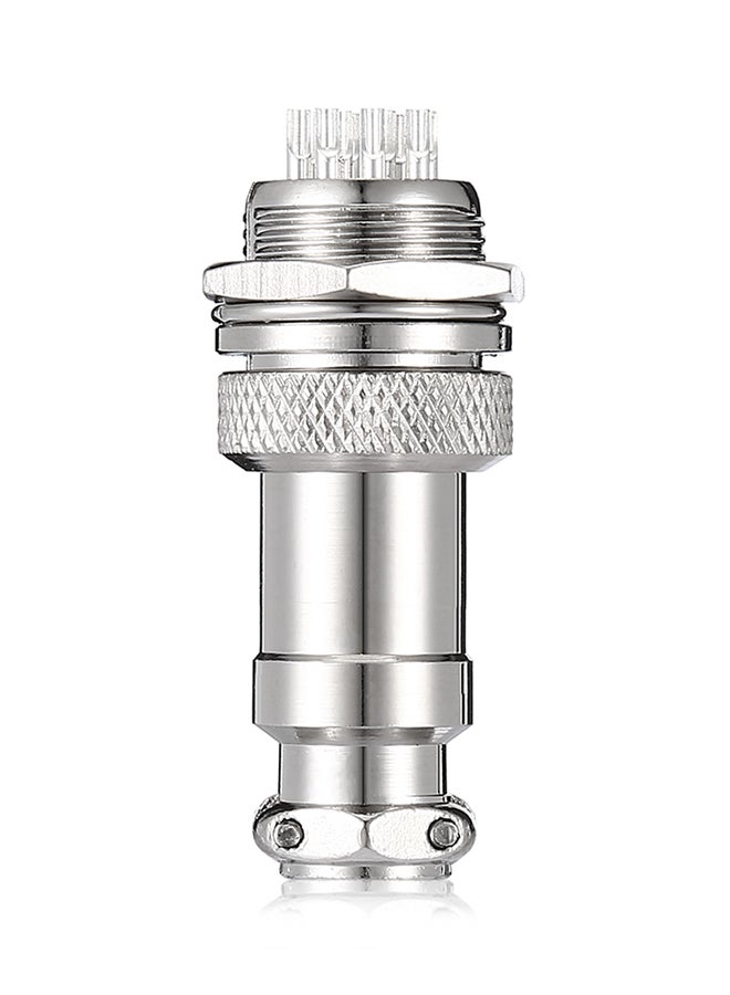 10-Pin Aviation Male To Female Connecting Plug Socket Silver - Image 1