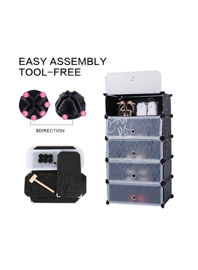 5-Cube Shoe Cabinet With Doors Black/Clear - Image 3