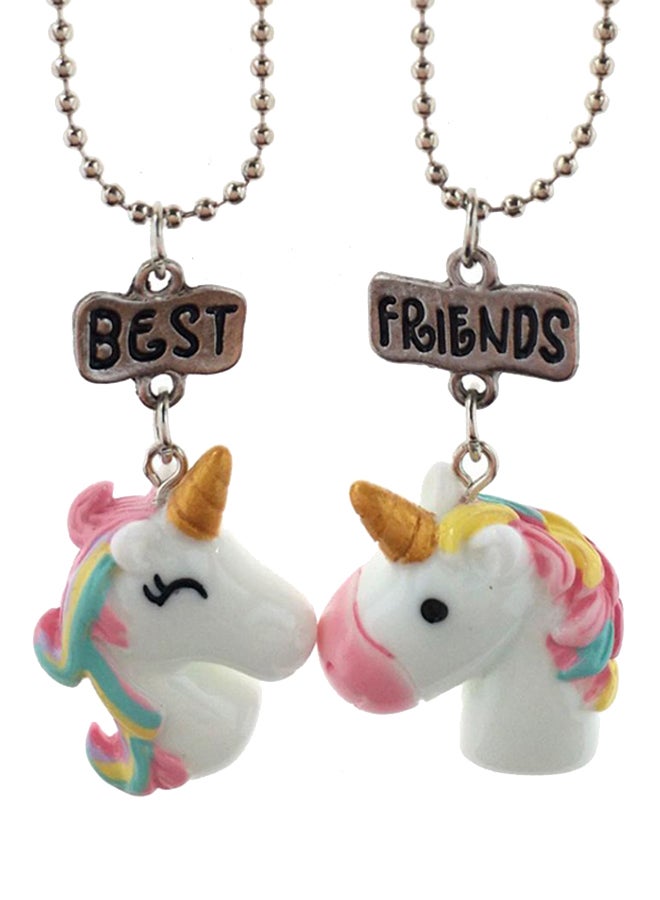 Bluelans 2-Piece Unicorn Best Friends Letter Pendant Necklace 