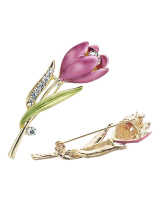 Rhinestone Studded Alloy Tulip Brooch - v1521632641/N13623647A_1