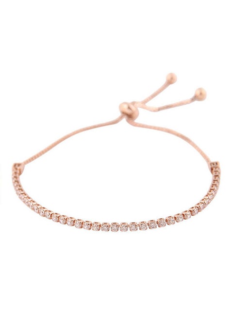 Alloy Rhinestone Bead Box Chain Bracelet