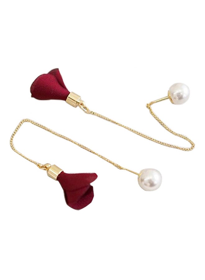 بلولانز أقراط طويلة متدلية ومزينة بأشكال الشرابة ومرصعة باللؤلؤ الصناعي