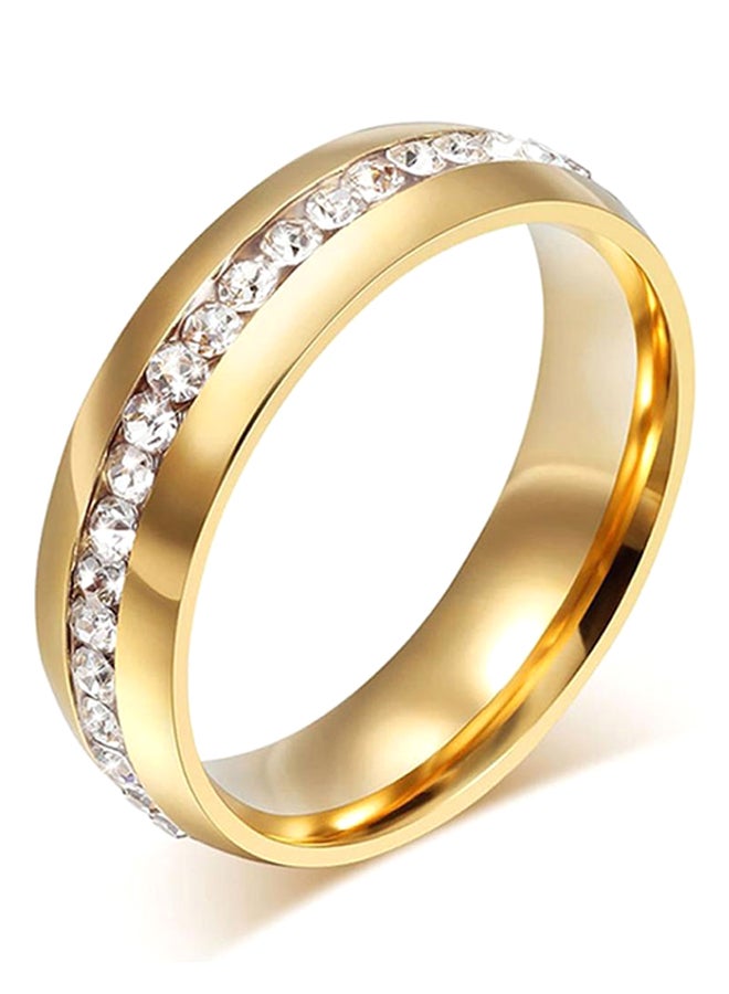 Bluelans Titanium Steel Engagement Wedding Band With Rhinestone 