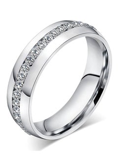 Titanium Steel Engagement Wedding Band With Rhinestone