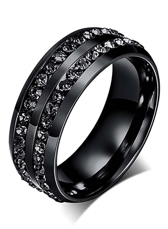 Bluelans Stainless Steel Rhinestone Studded Wedding Band 