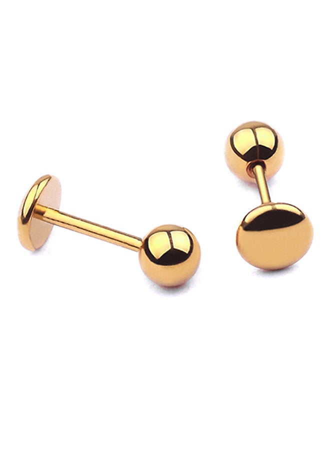 بلولانز أقراط كبس على شكل قضيب أثقال مزوّد بجزء أمامي ومصنوعة من الفولاذ بتصميم حلزوني