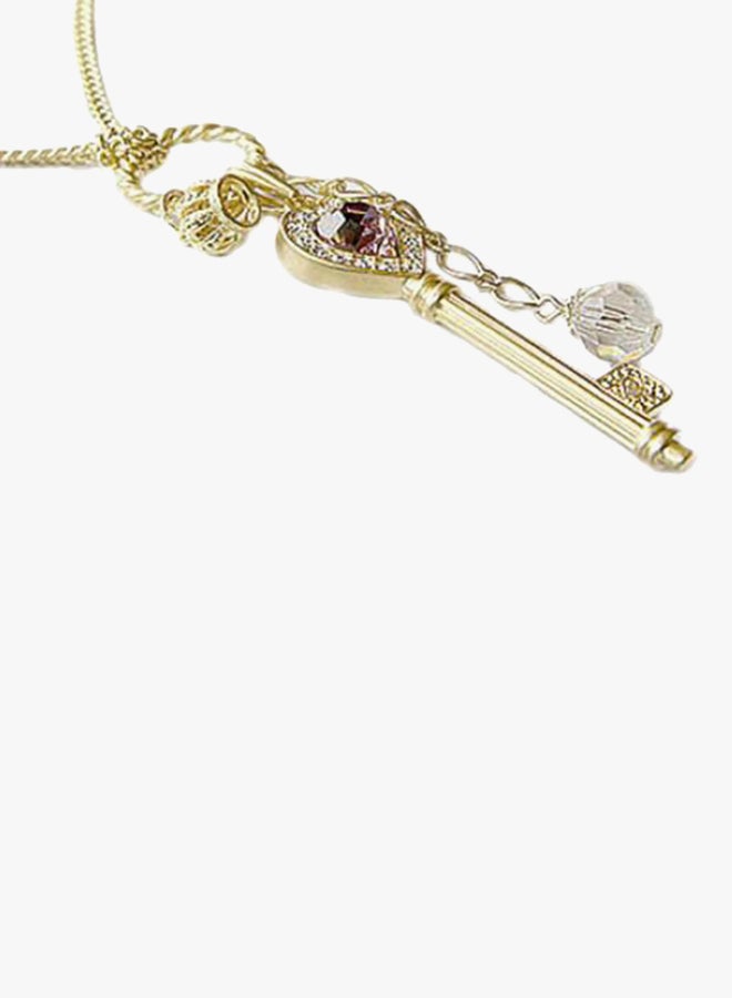 Bluelans - Rhinestone Studded Crown Key Necklace - Image 1