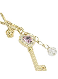 Rhinestone Studded Crown Key Necklace
