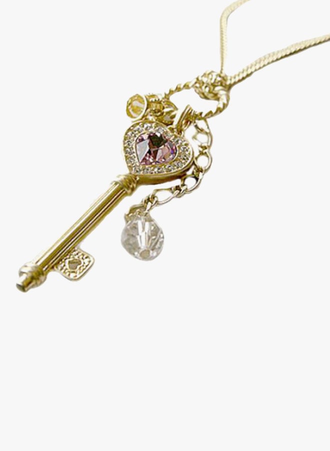 Bluelans - Rhinestone Studded Crown Key Necklace - Image 1