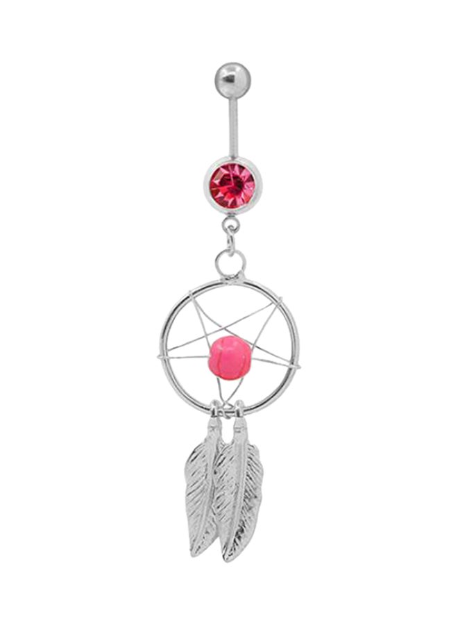 Bluelans - 316l Surgical Steel Feather Bead Dangle Belly Button Ring - Image 1